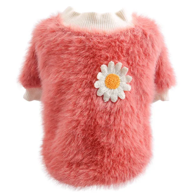 New Autumn And Winter Dog Pet Clothes Cat Clothes Daisy Thick Thick Section Red - Shop at LoveMi