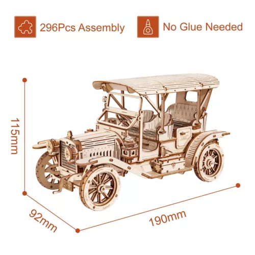 Vintage Car 3D Wooden Puzzle Model Kit. ROKR 3D Wooden Puzzle DIY Model Vintage Car MC801 Building Toys Gifts for Teens. Product Description: ROKR 3D Wooden Puzzle-Mechanical Car Model. Self Building Vehicle Kits-Brain Teaser Toys-Best Gift for Adults and