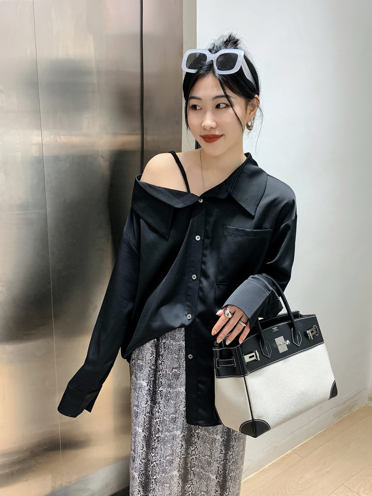 Korean Style One-shoulder Suspender Shirt Women's Design Niche Top Women