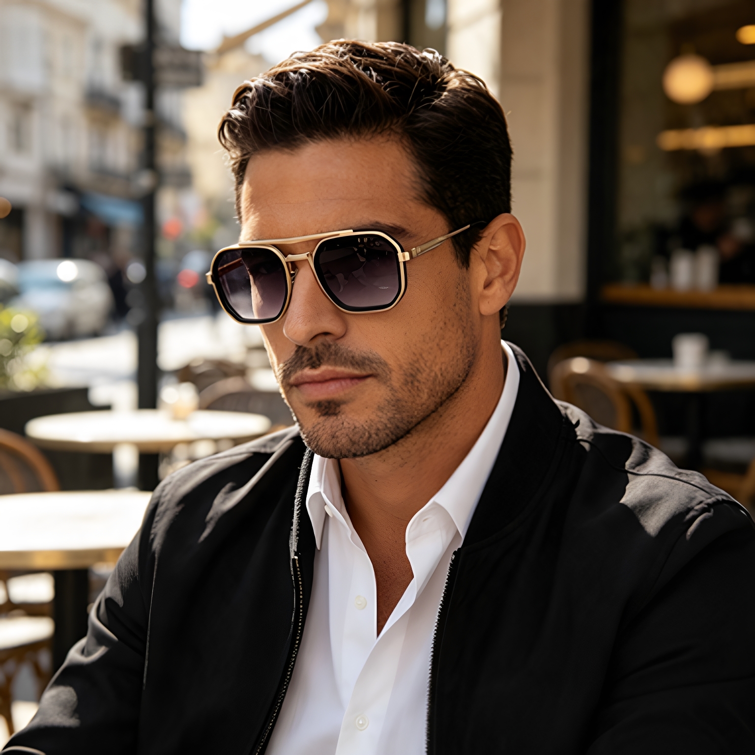 New Style Small Frame Glasses For Men, Double Bridge Retro Sunglasses, Men's High-End Metal Full-Frame Sun Protection Sunglasses Shades
