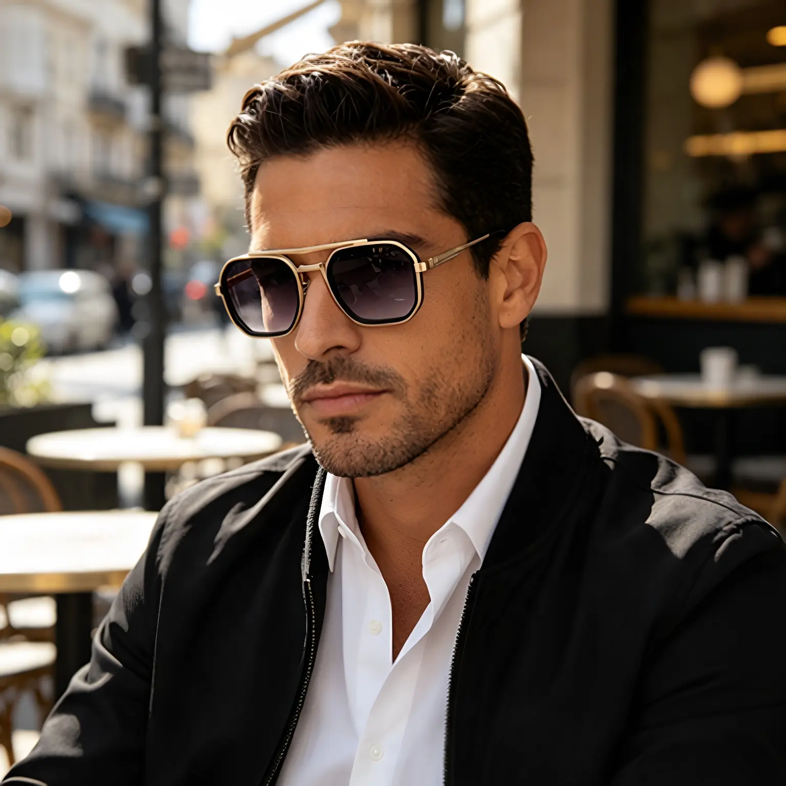 New Style Small Frame Glasses For Men, Double Bridge Retro Sunglasses, Men's High-End Metal Full-Frame Sun Protection Sunglasses Shades