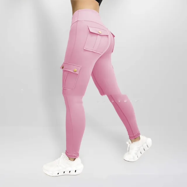Workwear With Pocket Fitness Pants For Women High Elastic Tight Peach Pink - Shop at LoveMi