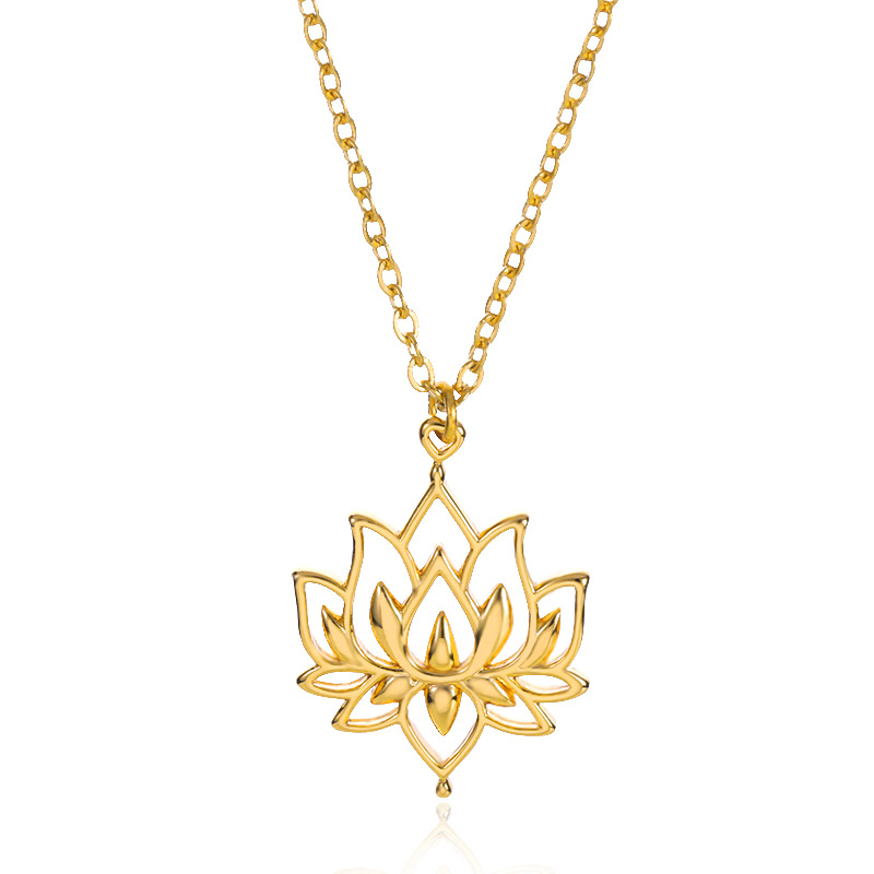 Simple Hollow Lotus Necklace Ladies Necklace Plant Series Summer Accessories Lotus Necklace