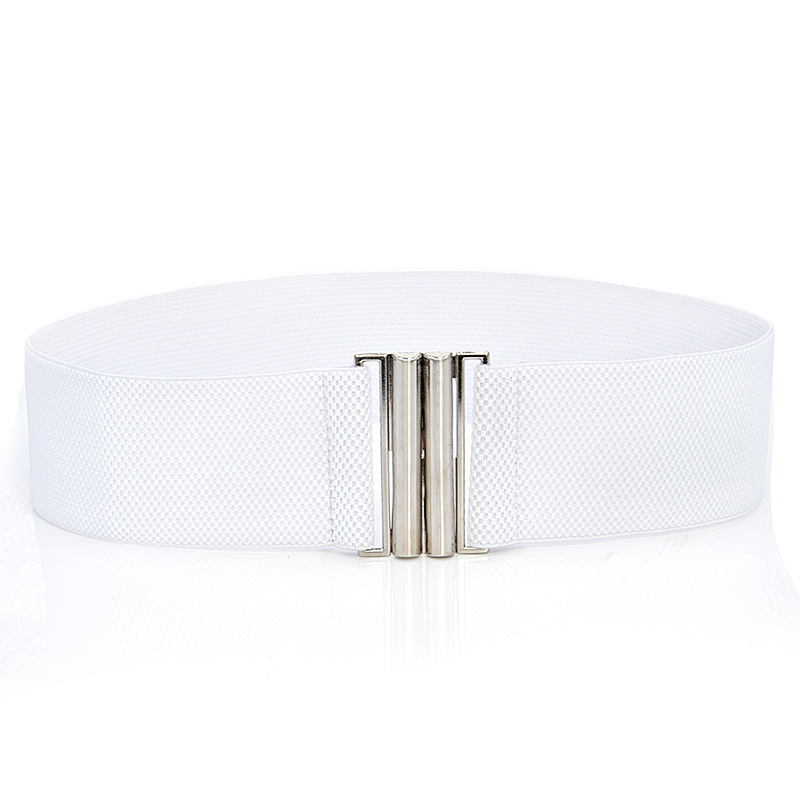 Title 1, Elastic Elastic Silver Buckle Wide Belt Decorat...