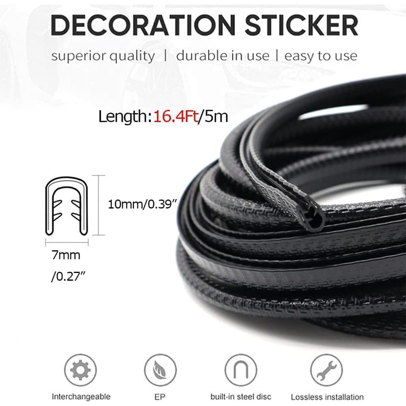 10M Unique Rubber U Shaped Protective Strip For Car Door Scratches, Edge Protection Decorative Strip 6