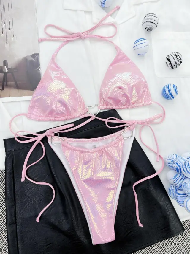 Love Swimsuit Triangle Bag Beach Split Pink - Shop at LoveMi
