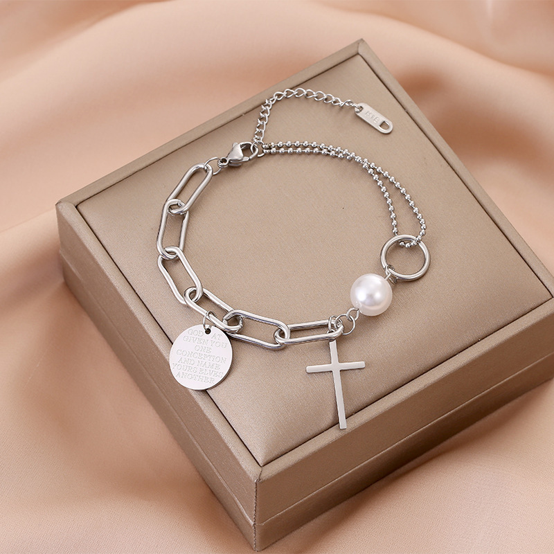 European And American Cold Wind Cross Three-layer Bracelet