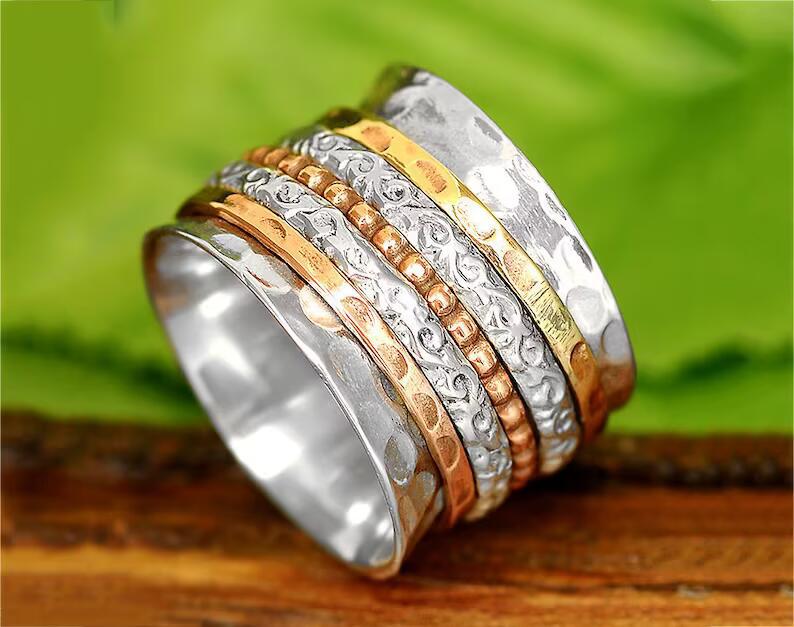 Jewelry Retro Personality Multi-layer Rotatable Ring