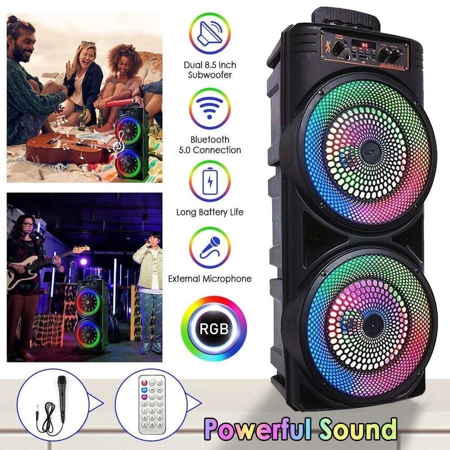 Portable Bluetooth Speaker Sub Woofer Heavy Bass Sound System Party Mic UK 9