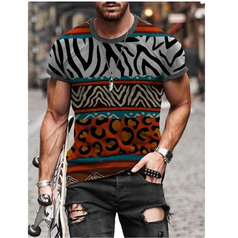Casual Round Neck Short Sleeved 3D Digital