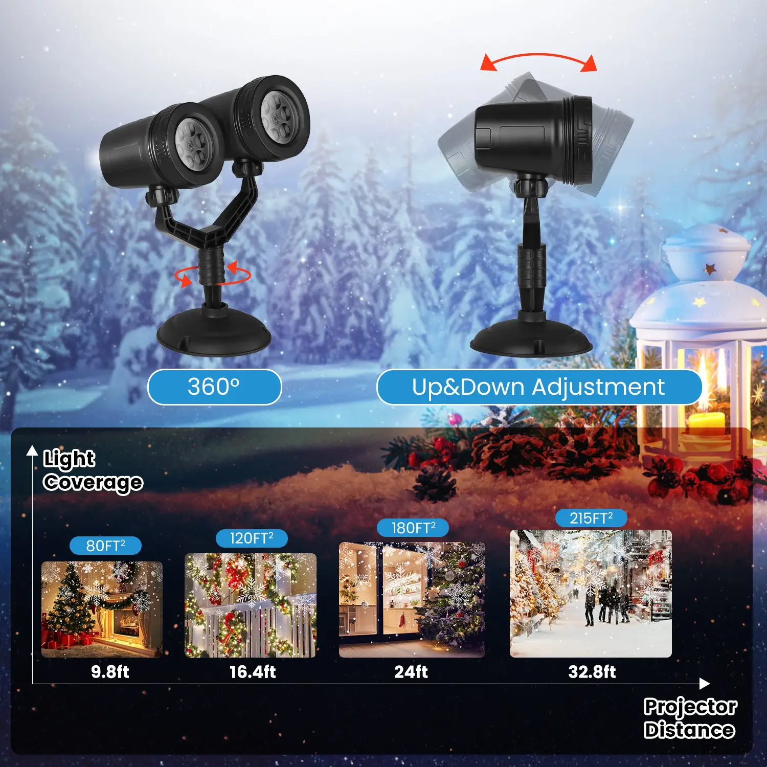 Christmas Snowflake Projector Light Dual Head LED