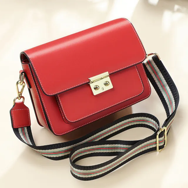Genuine Leather Fashion One shoulder Messenger Handbag Red - Shop at LoveMi