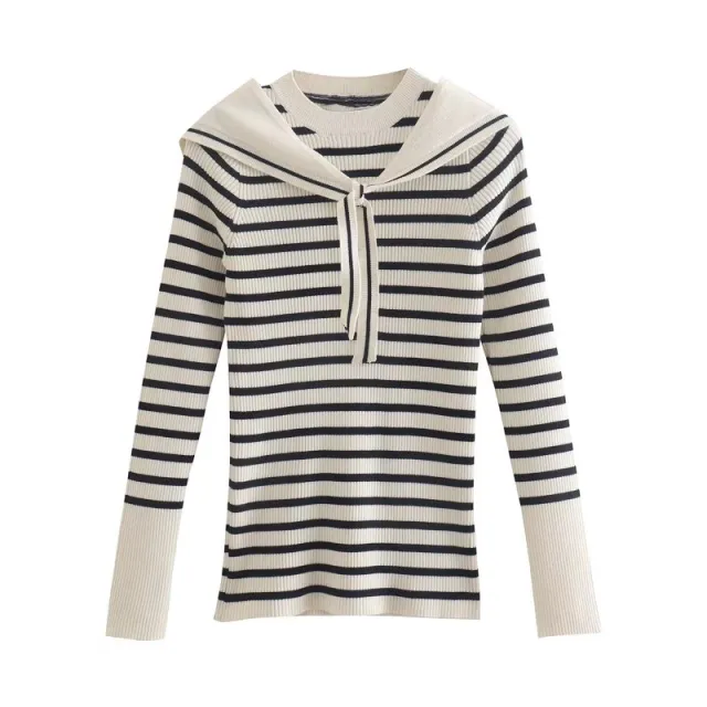 Slim Fit Shawl Stripe Knit T Shirt Stripe - Shop at LoveMi