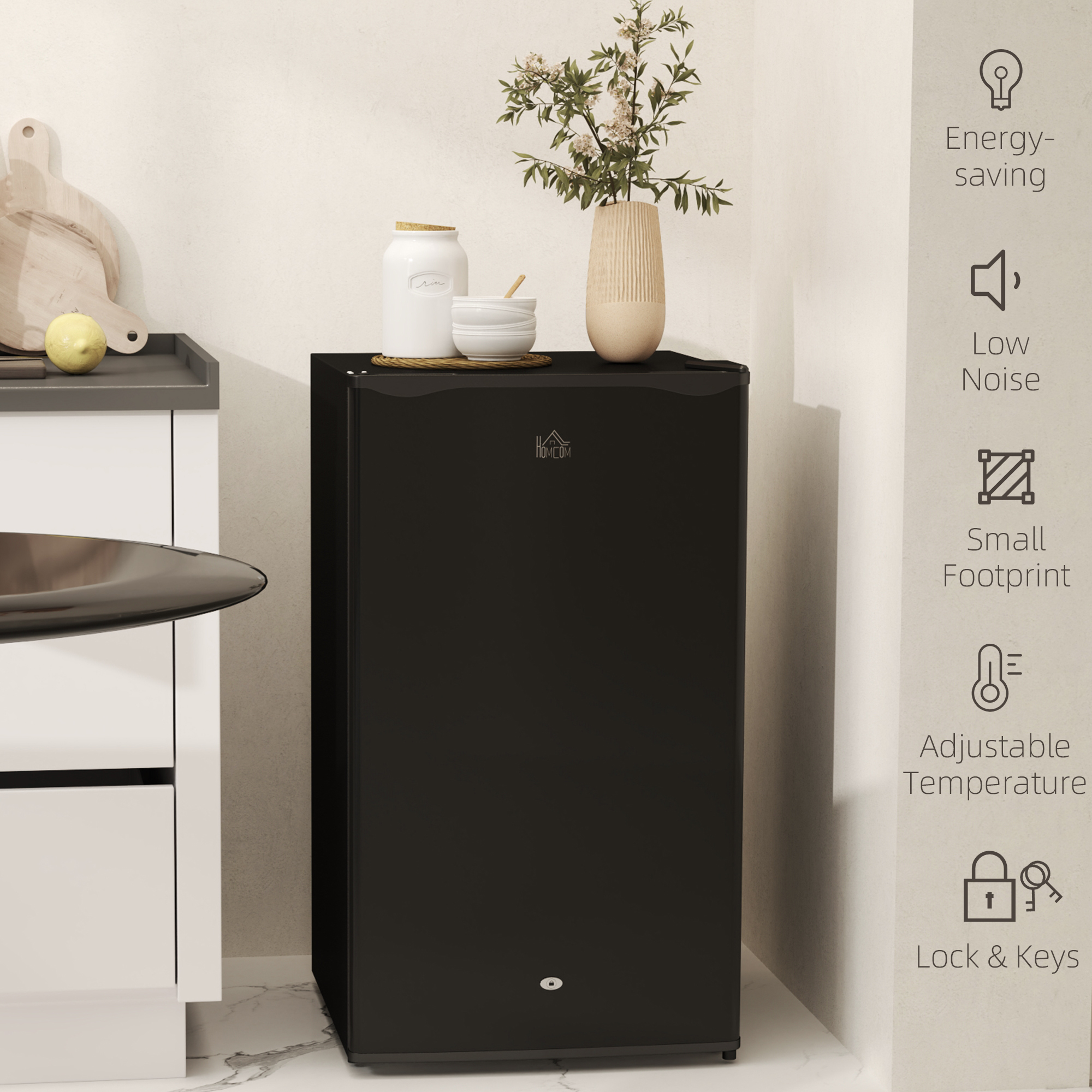 91 Liter Independent Under Table Refrigerator With Lock -black — image 5