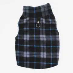 Dog Fall Winter Polar Fleece Traction Buckle Strong - Black Grey Grid - View 1