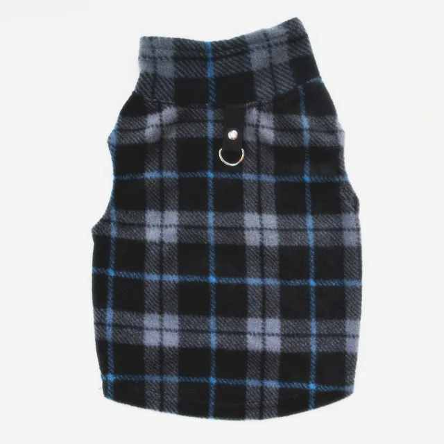 Dog Fall Winter Polar Fleece Traction Buckle Strong Black Grey Grid - Shop at LoveMi