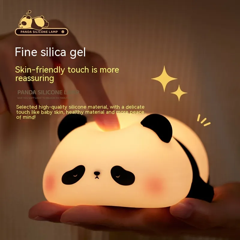 Panda Night Lights For Kids Cute Animal Silicone Timing Rechargeable Lamp Cartoon Panda Bedroom Decoration Kids Boys Girls Gift – image 2