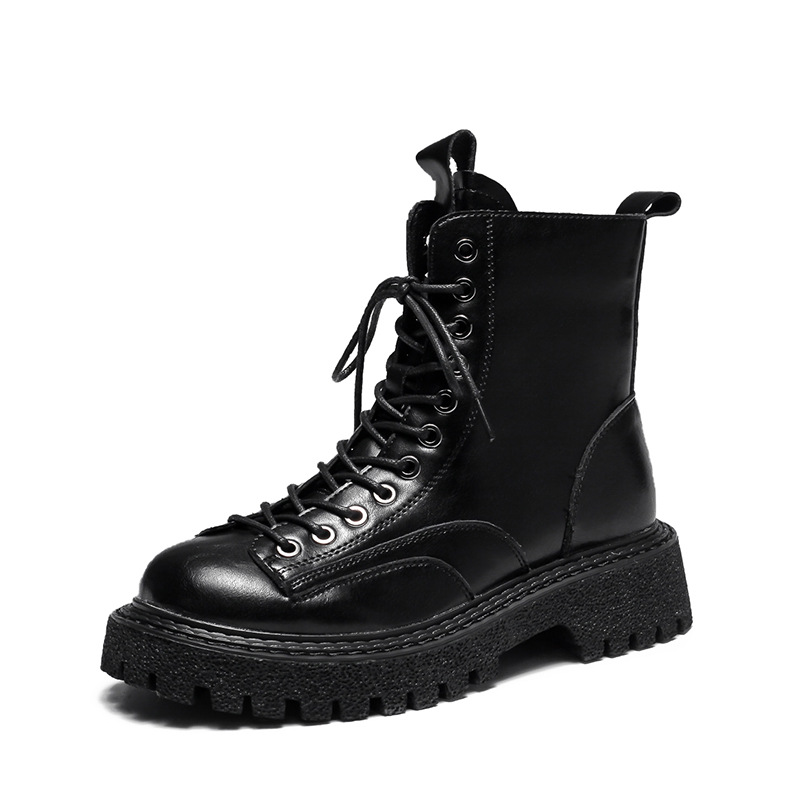 Ins British Style Thick Soled Motorcycle All Match Single Boot Black - Shop at LoveMi