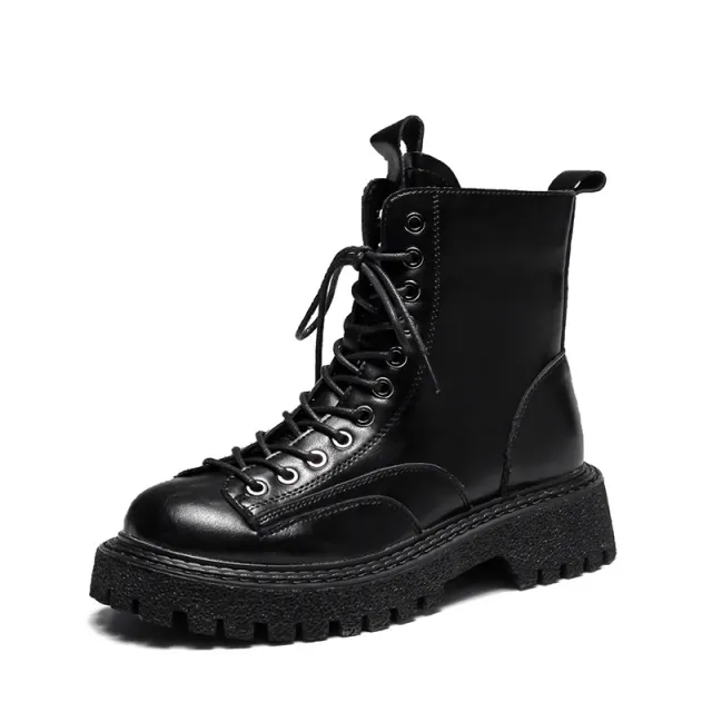 Ins British Style Thick Soled Motorcycle All Match Single Boot Black - Shop at LoveMi