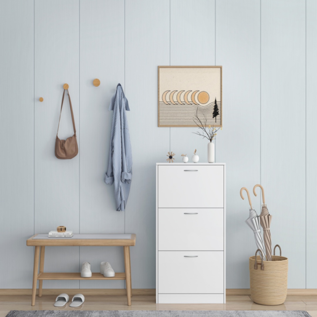 Shoe Cabinet For Entryway, White Narrow Shoe Storage Cabinet Flip Down Shoe... 2