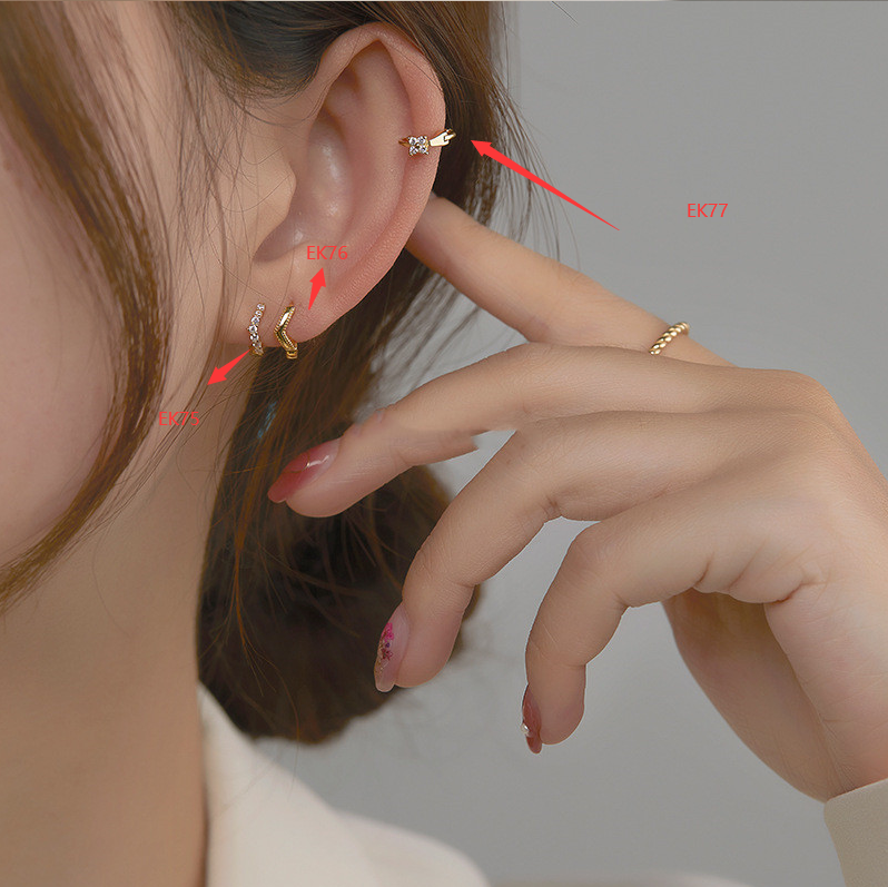 Simple Ear Bone Ring Sterling Silver Earrings