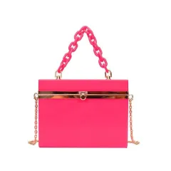 Lady Candy Colour Acrylic Handbag Cute Box Messenger Bag Evening Clutch Bag Activity Chain - Rose - View 1