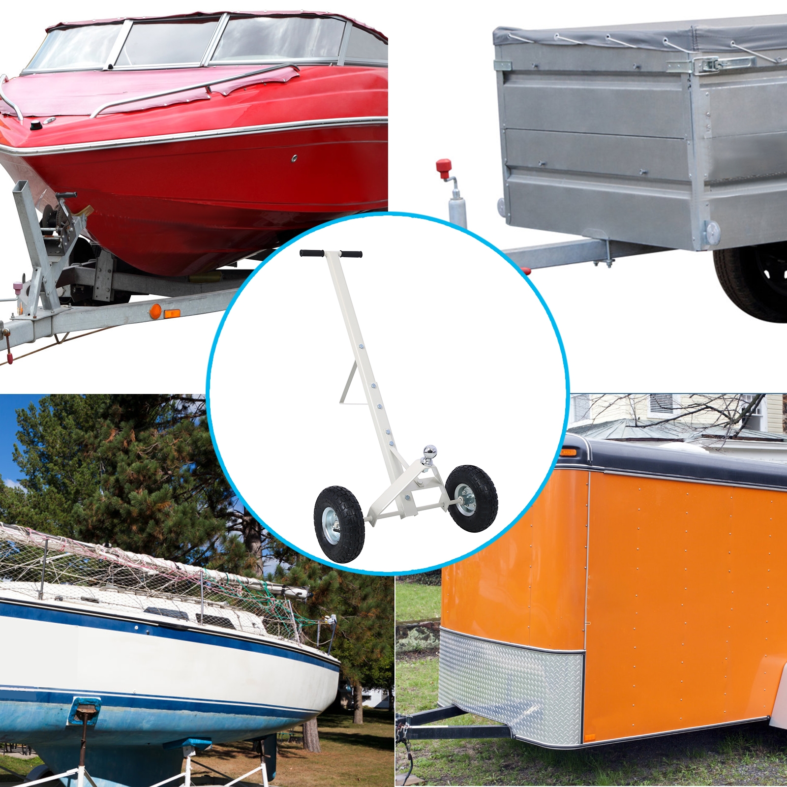 Trailer Dolly With Pneumatic Tires   600 Lb. Maximum Capacity Gray Color