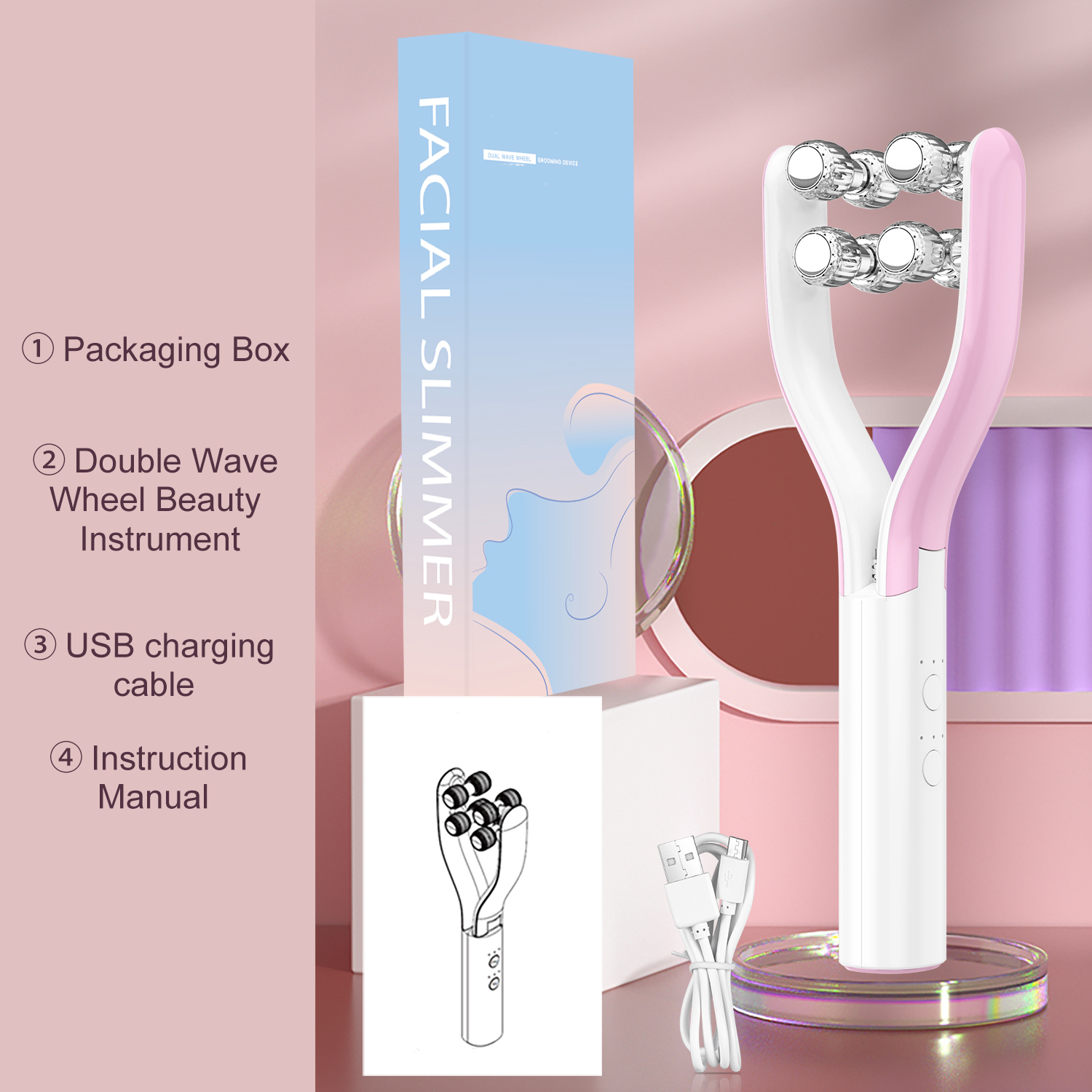 Popular Style Microcurrent Face Massager V Shape Face Lift Care Anti Wrinkles Cheeks And Chin Face Slimming Y Shape Roller