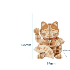 Ruodang Ruolai Wooden DIY Toy 3D Jigsaw Puzzle Piano Tower Ferris Wheel Model Birthday Gift - Lucky Cat - View 1