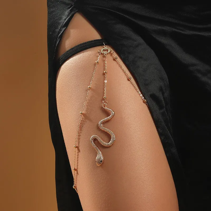 Bohemian Boho Gold Color Metal Beaded Chain Thigh