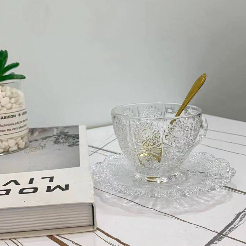 Coffee cup set sunflower latte (transparent)