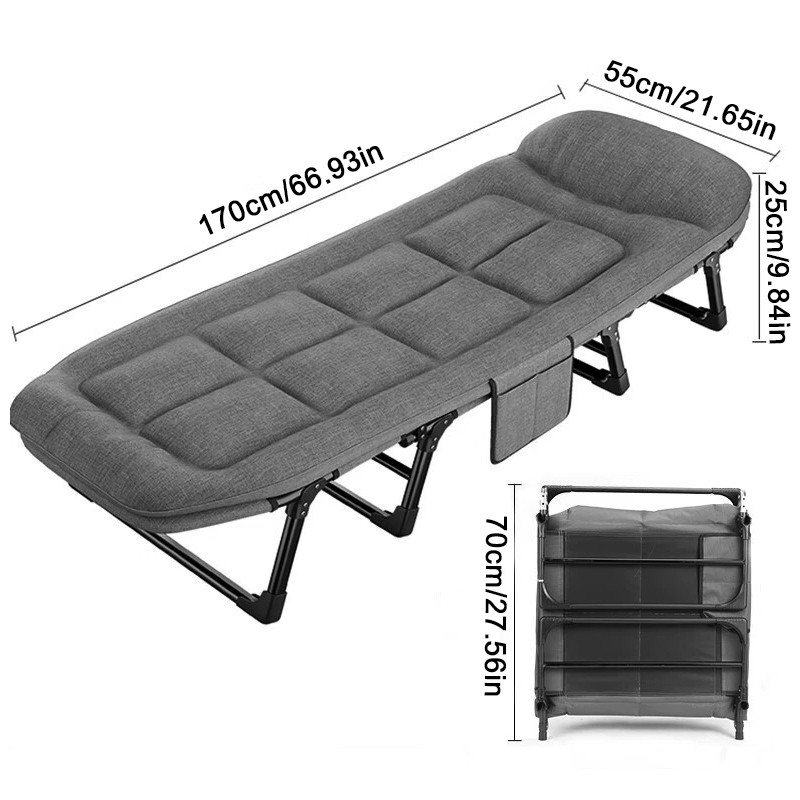 Folding Sleeping Cot Guest Bed Outdoor Portable Single Camping Cots With Mat Pad — image 6
