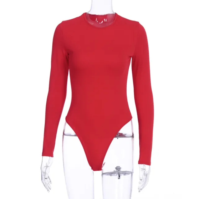 Slim bodysuit long sleeved tube top sexy T shirt women Red - Shop at LoveMi