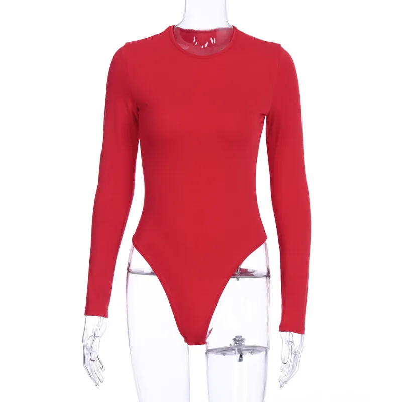 Slim bodysuit long-sleeved tube top sexy T-shirt women - Red