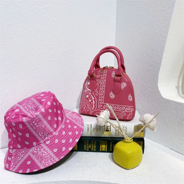 Cashew Flower Fisherman's Hat Shell Handbag Set Rose - Shop at LoveMi