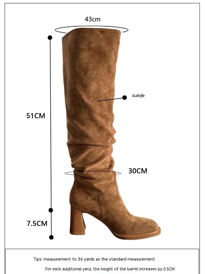 High Knight Big Tube Circumference Pile Style Boots For Women