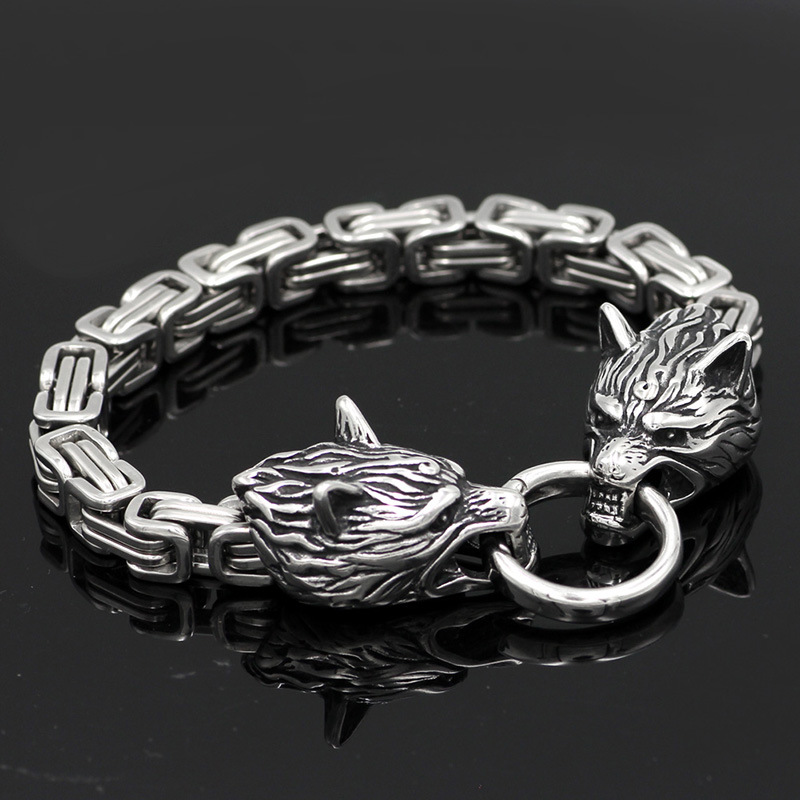 Men's Stainless Steel Viking Celtic Wolf Titanium Steel Bracelet