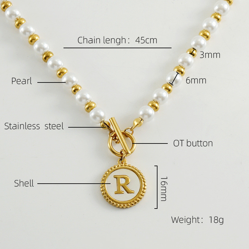 Title 1, Collar con colgante de concha y letra de moda, ...