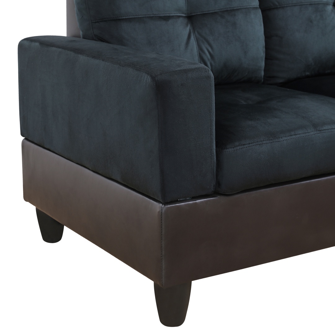 Pickup Only--Dark Blue And Brown Color Lint And PVC 3-Piece Couch Living Room Sofa Set