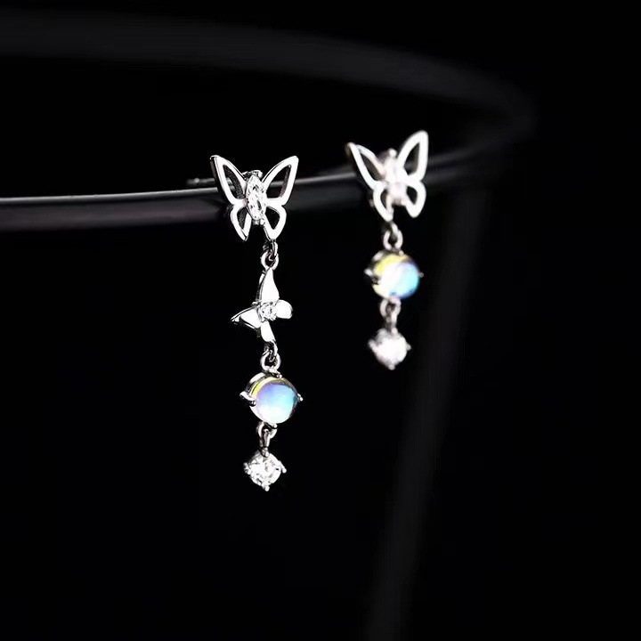 Title 4, Moonlight Stone Butterfly Ear Studs Female