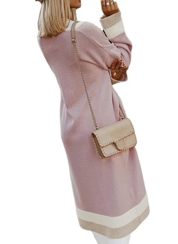 Sweater Women's Casual Long Color Matching Cardigan Knitted Jacket