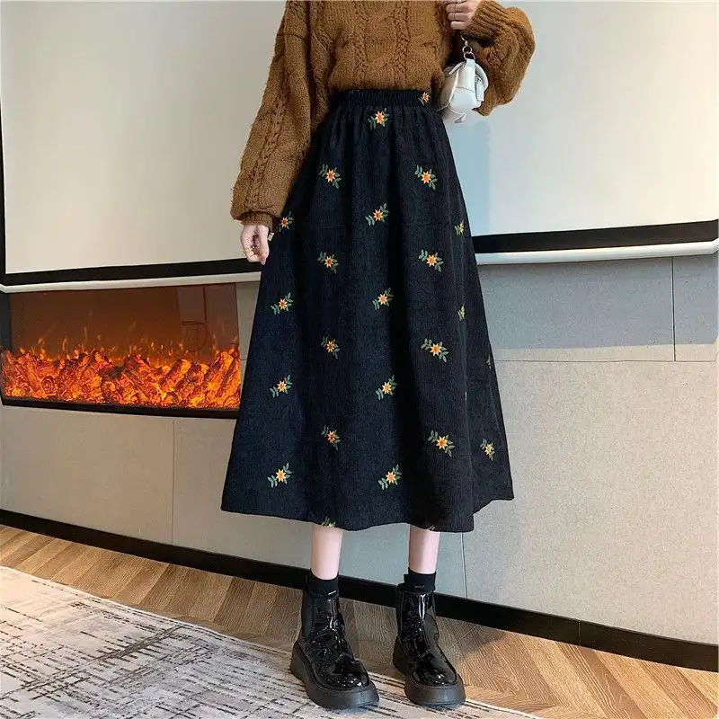 Women's Fashion High Waist Floral A-line Skirt