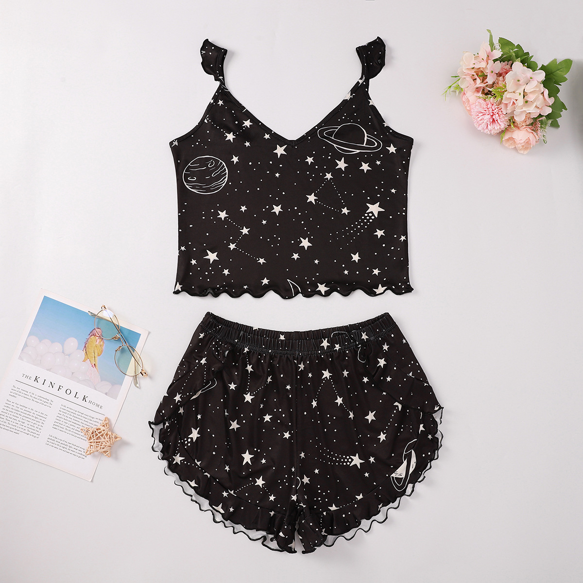 Title 5, Star Cartoon Print Suspender Shorts Home Servic...