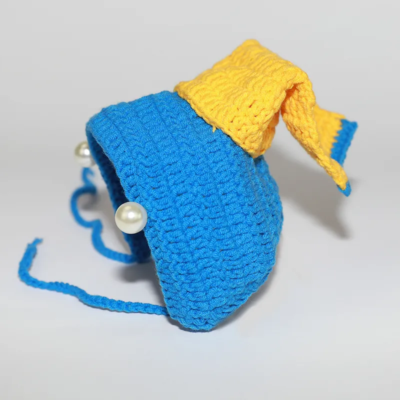 The Girl With Pearls Purely Handmade Original Pet Costume Cat Hat - Blue