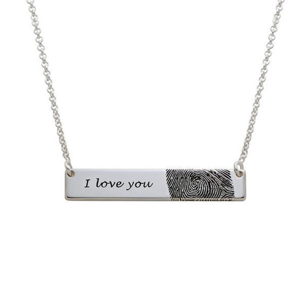 Silver Creative Jewelry Horizontal Card Necklace Engraved Letters
