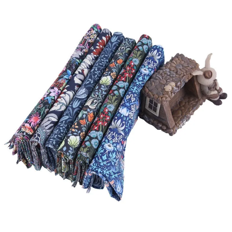 Cotton Cloth Head Deep Blue Series Bird Forest Cotton Fabric - 6Colors 50X80Cm