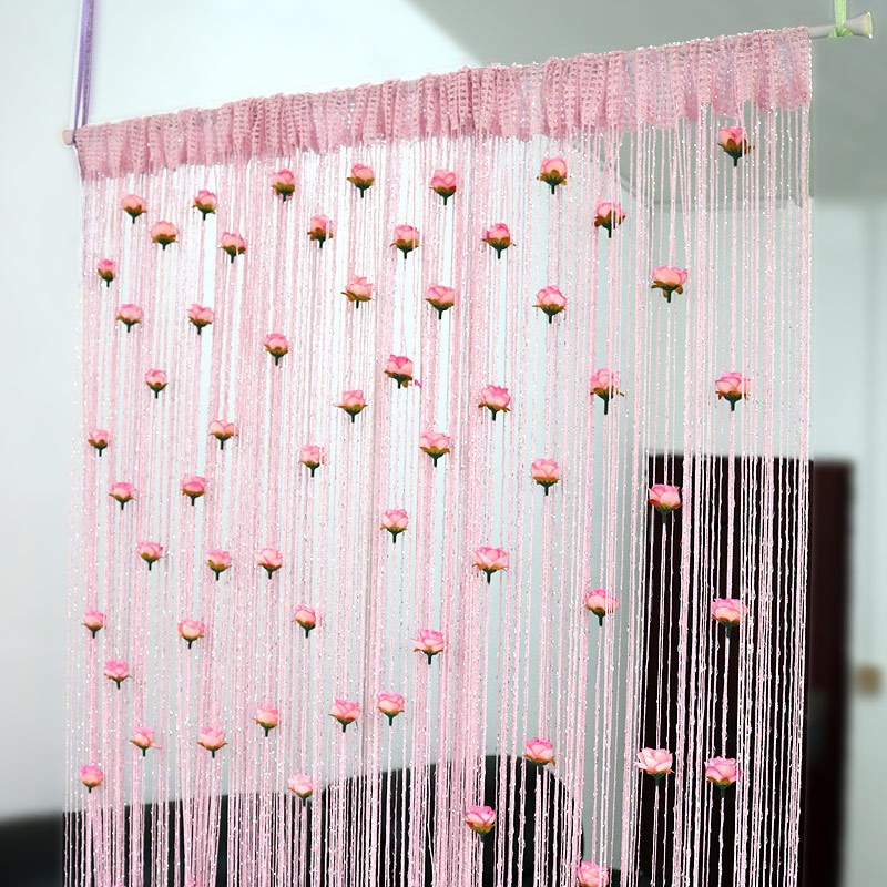 String Curtain Panels Door Fly Screen Room Divider Hanging Rose Flower Curtains — image 6