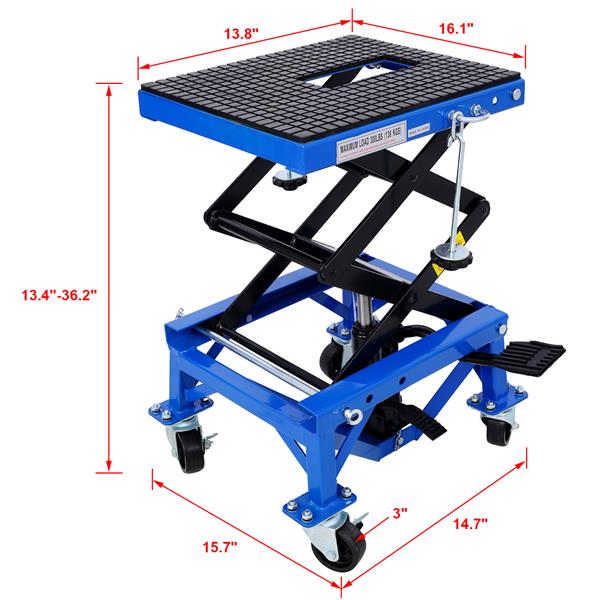 300 Pound Hydraulic Motorcycle Scissor Jack Lifting Foot Wheel Suitable For Small Off-road Vehicles, Blue, Prohibited PlatformTemu - Image 9