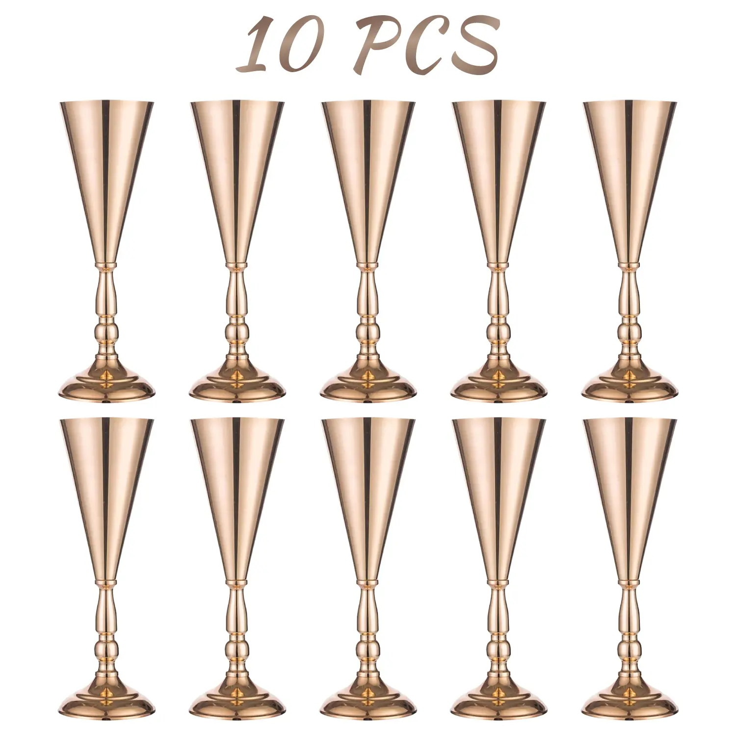 10 Pcs Golden Vase Flower Wedding Centerpieces