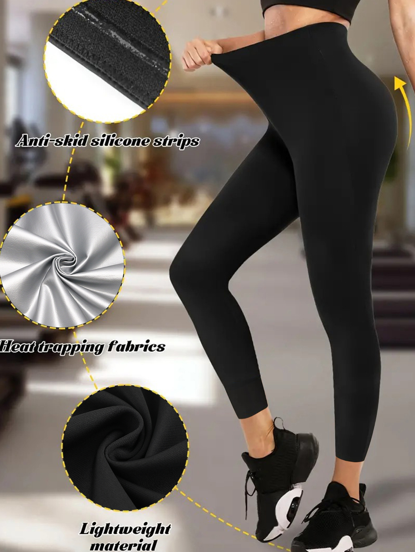 Sauna Leggings For Women Compression Sweat Pants For Tummy Control Mid Waist Body Sculpting Yoga Pants